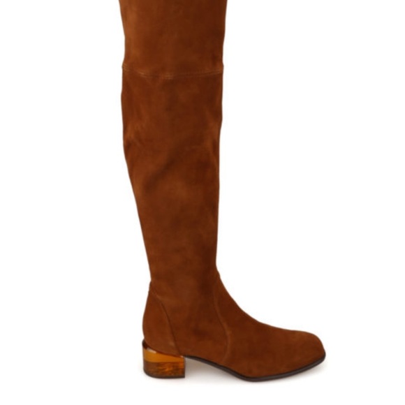 Stuart Weitzman Charlolet Coffee Stretch Suede 7.5  WORN ONE TIME w/box - Picture 10 of 11